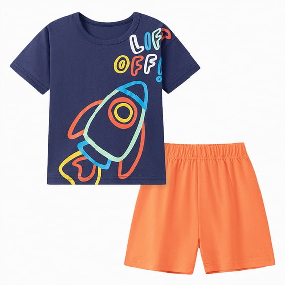 Sgkm Baby Football Outfit Size 2-8 Years Pattern Color Block Boys Vacation Outfits Playwear Set