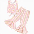 thumbnail image 1 of Sgkm Baby Girl Bell Bottoms Outfits Ruffled Sleeve All Over Floral Print Top Flared Pants Set Toddler Clothes Trendy 2pcs, 1 of 6