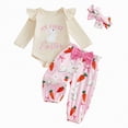 thumbnail image 1 of Sgkm Easter Outfit Toddler Girl Ruffle Romper T Shirt Rabbit Bell Bottoms Girls Spring Outfits Cute Playwear Set, 1 of 8