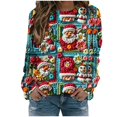 thumbnail image 1 of Sgkm Fashion Womens Tops Christmas Graphic O Neck Oversized Sweatshirt Vibrant Tops for Women Trendy M Sky Blue, 1 of 6