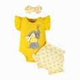 thumbnail image 1 of Sgkm First Birthday Outfit Girl Ribbed Romper Set with Ruffle Shorts Headband Girl Baby Vacation Outfits, 1 of 6