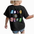 thumbnail image 1 of Sgkm Girls Graphic Tops Short Sleeved Print Cute Comfortable Top Plus Size Summer Clothes Black 3-4 Years, 1 of 6