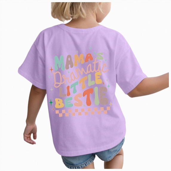 Sgkm Girls Graphic Tops Short Sleeved Print Cute Comfortable Top Plus Size Summer Clothes Light Purple 11-12 Years