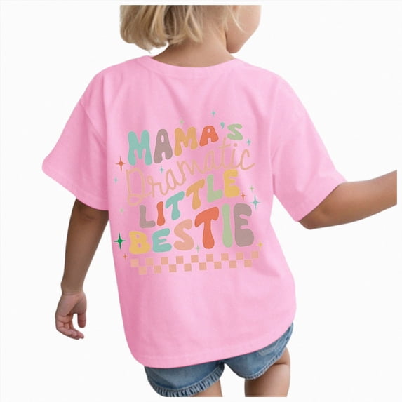 Sgkm Girls Graphic Tops Short Sleeved Print Cute Comfortable Top Plus Size Summer Clothes Pink 2-3 Years