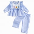 thumbnail image 1 of Sgkm Girls Outfits 3t Girl Clothes Easter Cartoon Printed My First Easter Baby Girl Outfits Ruffle Long Sleeves Pants Set Toddler Casual Wear, 1 of 4