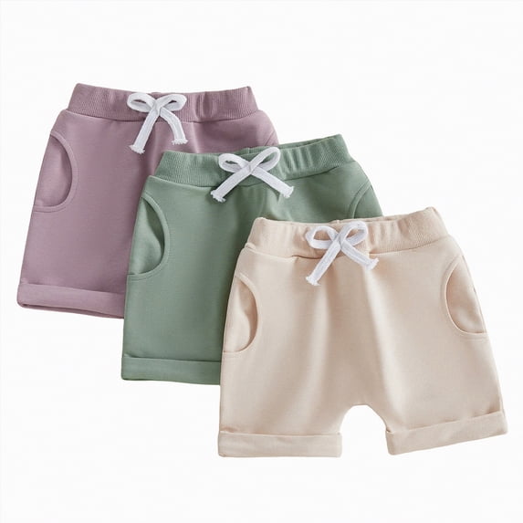 Sgkm Girls Shorts 3 Pieces Active Jogger Pants Elastic Waist Pocket Solid Color Soccer Shorts