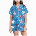 thumbnail image 1 of Sgkm Girls Summer Outfits Cute Patriotic Print Girls Short Sleeve Shorts Set Home Wear Soft Independence Day Outfits for Toddler Kids, 1 of 5