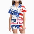 thumbnail image 1 of Sgkm Girls Summer Outfits Cute Patriotic Print Girls Short Sleeve Shorts Set Home Wear Soft Independence Day Outfits for Toddler Kids, 1 of 5