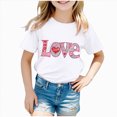 thumbnail image 1 of Sgkm Girls T Shirts Trendy Love Cute Printed Short Sleeve Crewneck Top Girls Clothes Summer Holiday Party Tee White 5-6 Years, 1 of 5