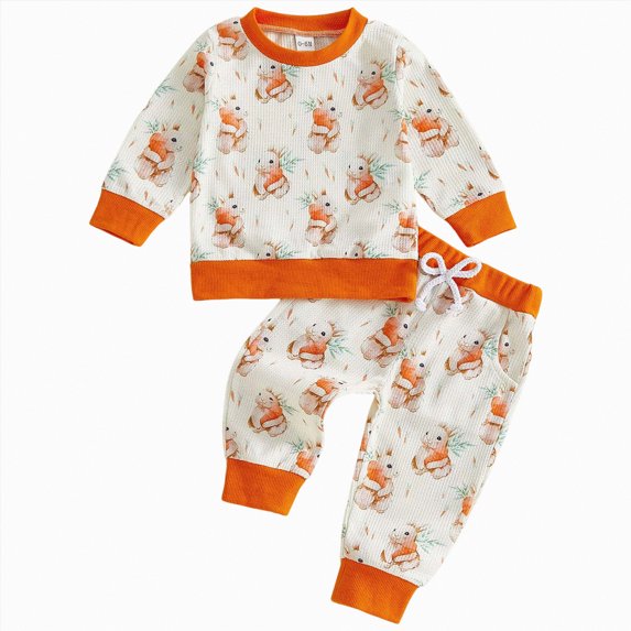 Sgkm Infant Girl Outfits 4t Girl Easter Clothes Easter Egg Print Sweatshirt and Carrot Sweatpant Toddler Baby Graphic Outfit