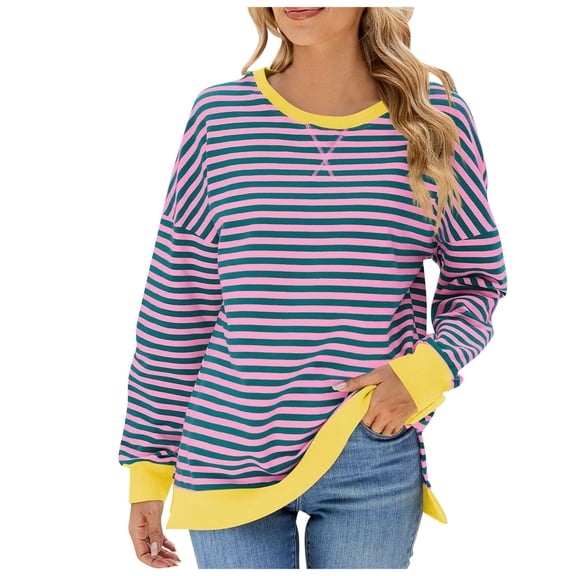 Sgkm Long Sleeve Shirts for Women Side Slits Football Sweatshirts Trendy Elegant Womens Oversized Sweatshirt M Purple