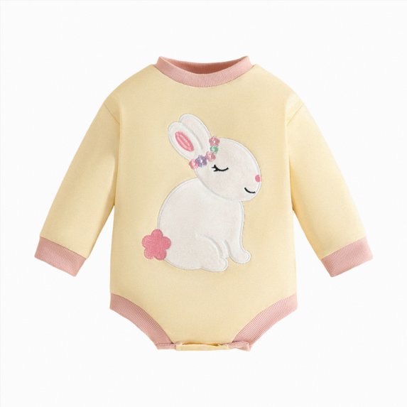Sgkm Newborn Girl Outfits 0-18m Toddler Girl Easter Clothes Baby Long Sweatshirt Romper Cute Outfit Comfortable Playwear