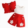 thumbnail image 1 of Sgkm Newborn Outfits Baby Girl 3 Piece Outfits Button Down Sleeveless Vest Ribbed Tank Top Shorts Set with Short Cardigan Soft, 1 of 9