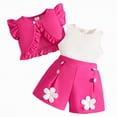 thumbnail image 1 of Sgkm Newborn Outfits Baby Girl 3 Piece Outfits Button Down Sleeveless Vest Ribbed Tank Top Shorts Set with Short Cardigan Soft, 1 of 9