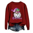 thumbnail image 1 of Sgkm Plus Size Womens Sweatshirt Vintage Christmas Print Cozy Festive Design Oversized Shirts for Women Top Sunny Outings S Brick Red, 1 of 4