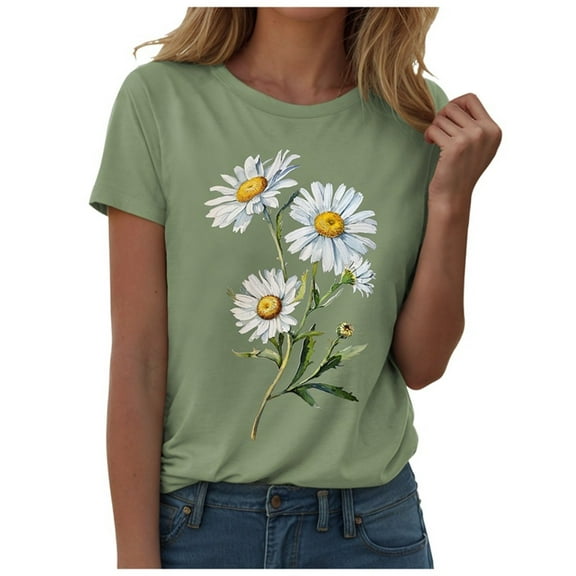 Sgkm T Shirts for Women Graphic Tees Sunflower Shirts Vintage Tops Oversized Tshirts for Women L