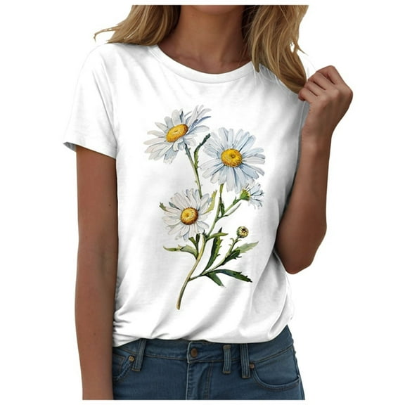 Sgkm T Shirts for Women Graphic Tees Sunflower Shirts Vintage Tops Oversized Tshirts for Women L