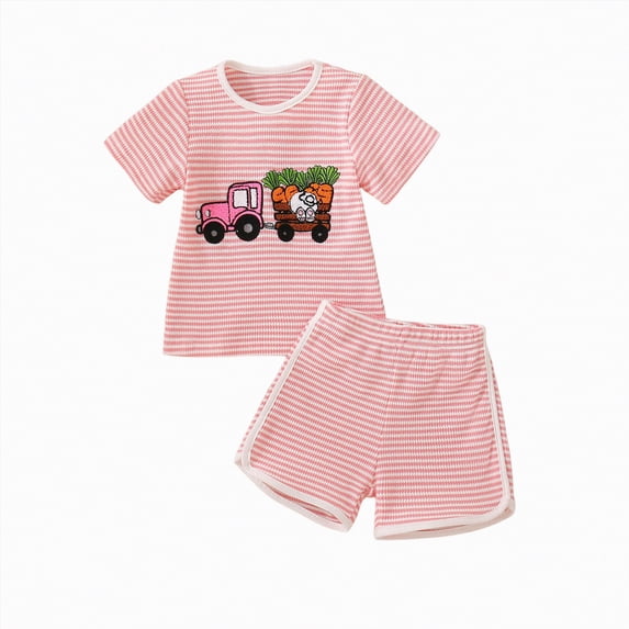 Sgkm Toddler Boy Easter Outfit Baby Easter Soft Lightweight Set Adorable Printed Knit T Shirt and Shorts Summer Comfy Baby Outfit