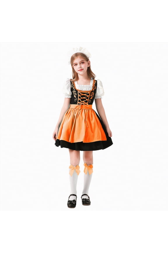 Toddler Girl Dress Oktoberfest Costume Girls Dirndl Dress with Apron Children Dirndl Midi Dresses Baby Teen Clothes