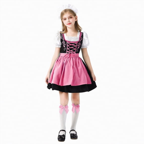 Sgkm Toddler Girl Dress Oktoberfest Costume Girls Dirndl Dress with Apron Children Dirndl Midi Dresses Baby Teen Clothes