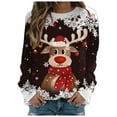 thumbnail image 1 of Sgkm Womens Blouses Dressy Casual Christmas Deer Head Printed Sweaters Cute Tops for Women Merry Christmas XXL, 1 of 4