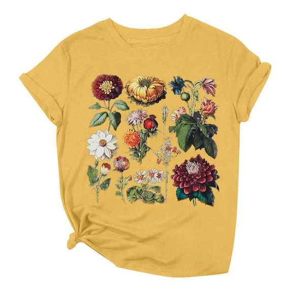 Sgkm Womens Shirts Boho Flower T Shirt Wildflowers Shirts Lover Top Vintage Tshirts for Women S