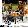 thumbnail image 1 of Sgokeen Fire Pit for Outside, 32" Outdoor Wood Burning Firepit with Fireplace Screen, Patio Fireplace Square Metal Stove for Camping, Outdoor Heating, Bonfire and Picnic, Black, 1 of 8