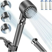 Sgokeen Shower Head,Filtered High Pressure Shower Head with Three Filter Elements,4 Modes,Gray