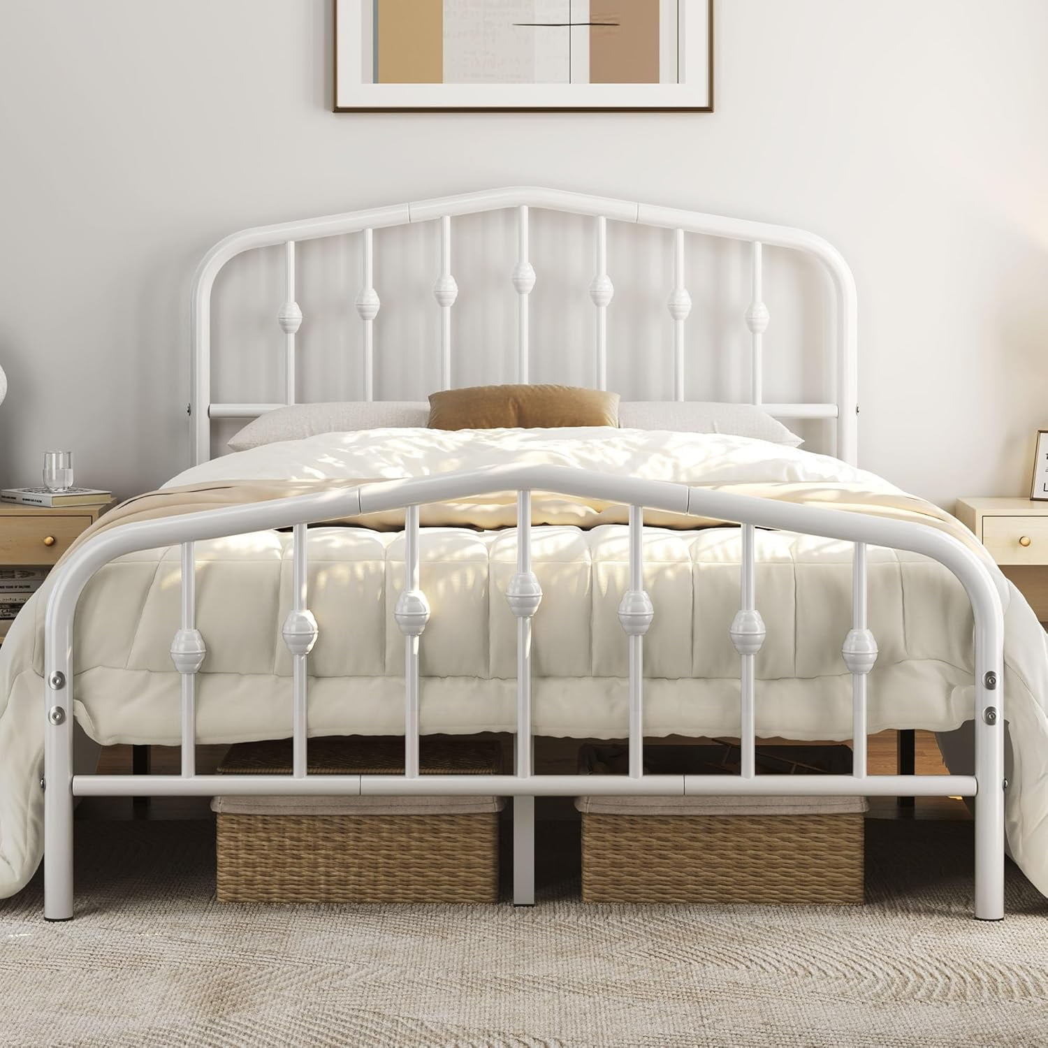 SgoodS Full Bed Frames Metal Platform Bed with Victorian Style Wrought