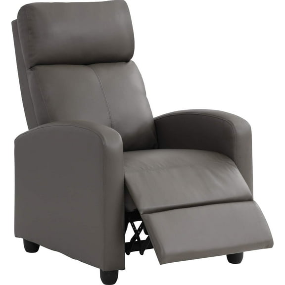 SgoodS Recliner Chair for Living Room Modern Wingback Sofa Home Theater Seating Push Back Reclining Chair with Lumbar Support (Without Massage, PU Grey)