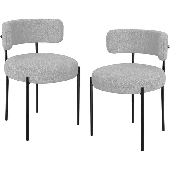 SgoodS Set of 2 Boucle Fabric Dining Chair, Light Grey
