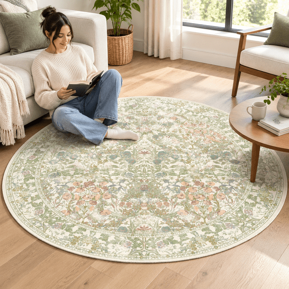 Sgreen 3ft Round Entryway Rug - Small Circle Soft Rugs For Bedroom Home ...