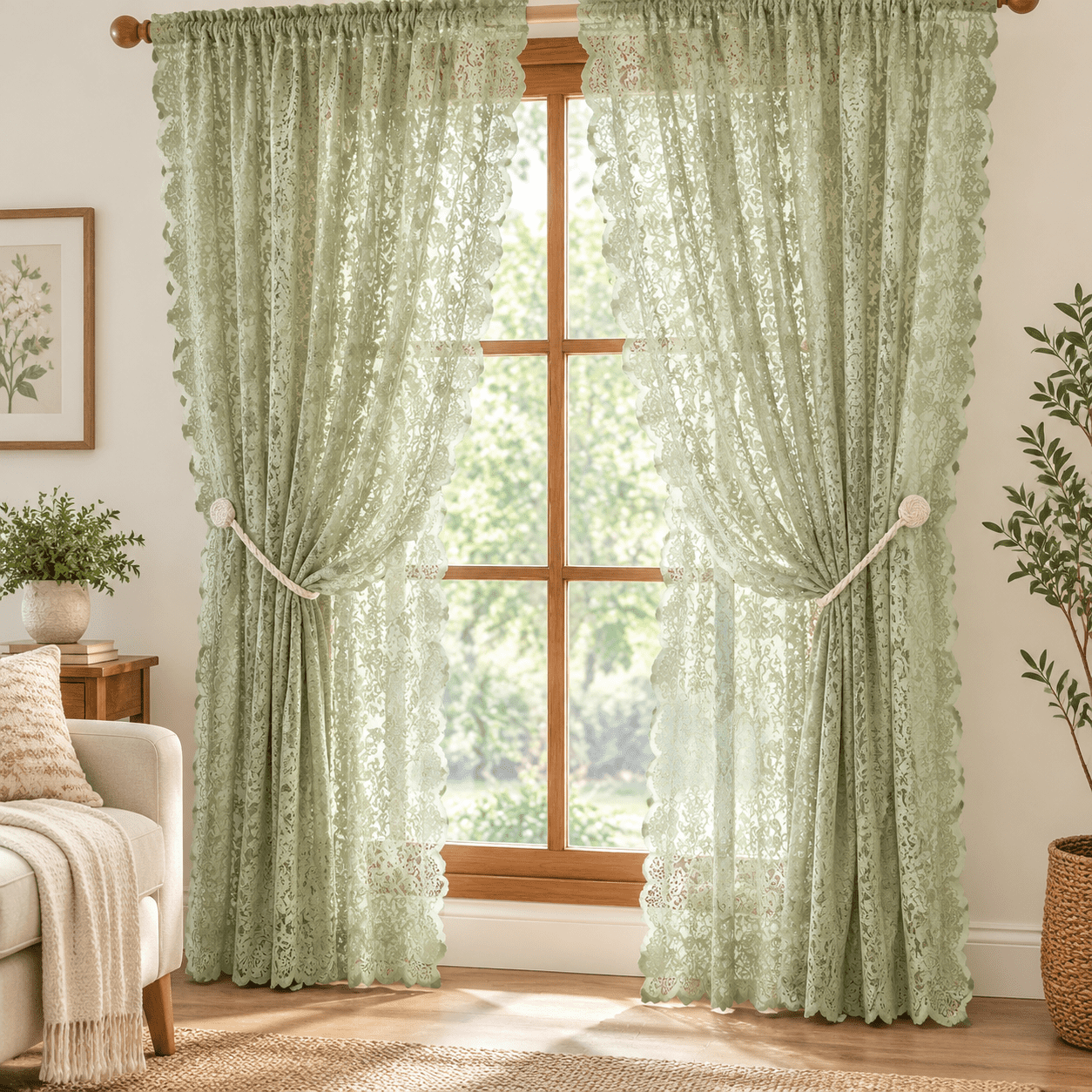 Sgreen Lace Curta63 Inch Length For Bedroom Living Room Spring ...