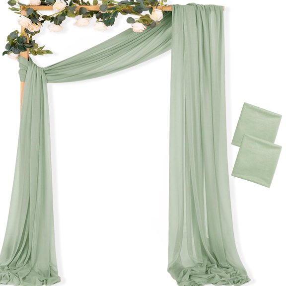 Sgreen Wedding Arch Draping Fabric 2 Panels 29" X 20 Ft Extra Long Gauze Drapes Sheerdrop Curta6.6 Yards Outdoor Drapery For Ceremony Party Ceiling Decoration