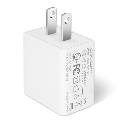 Sguanglin 5V 2A 10W USB Wall Charger Block AC Power Adapter Plug for Security Camera Compatible with iPhone for Samsung Galaxy for Android Phone Tablet USB White