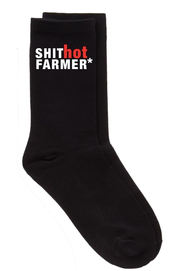 Sh*t Hot Farmer Mens Black Calf Socks Fathers Day Dad Husband Boyfriend Uncle Grandpa Grandad Present