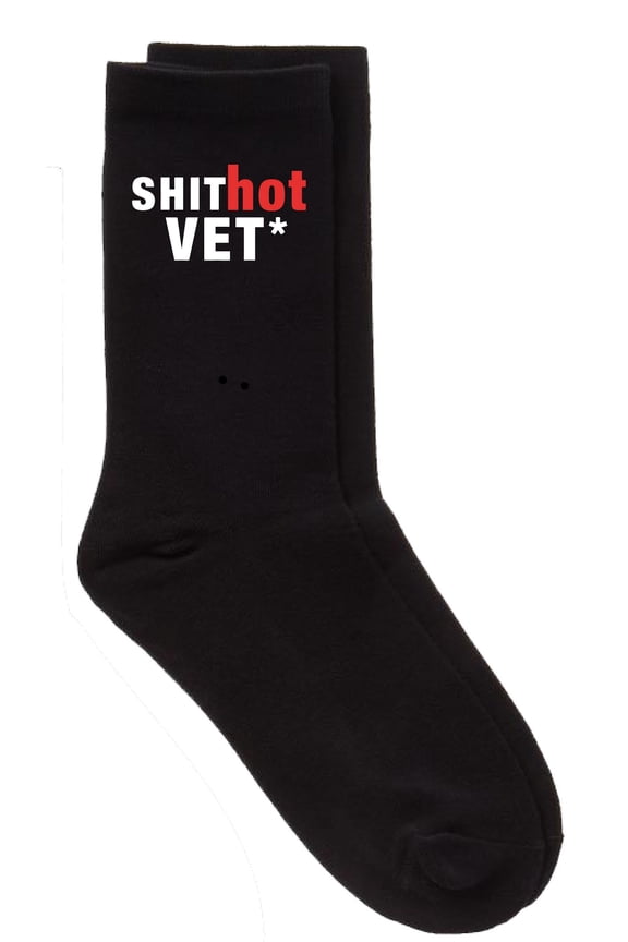 Sh*t Hot Vet Mens Black Calf Socks Fathers Day Dad Husband Boyfriend Uncle Grandpa Grandad Present