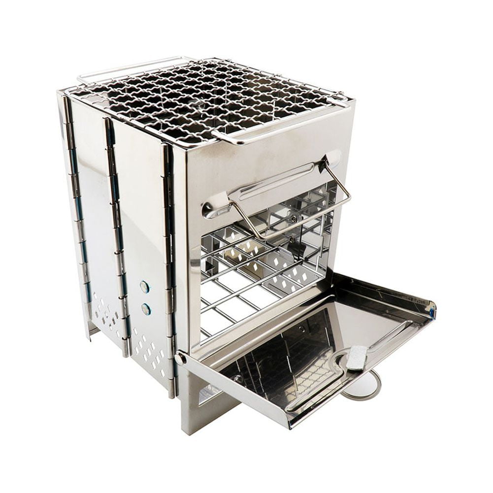 ShYlai BBQ Picnic Stove Stainless Steel Burning Wood Stove Detachable