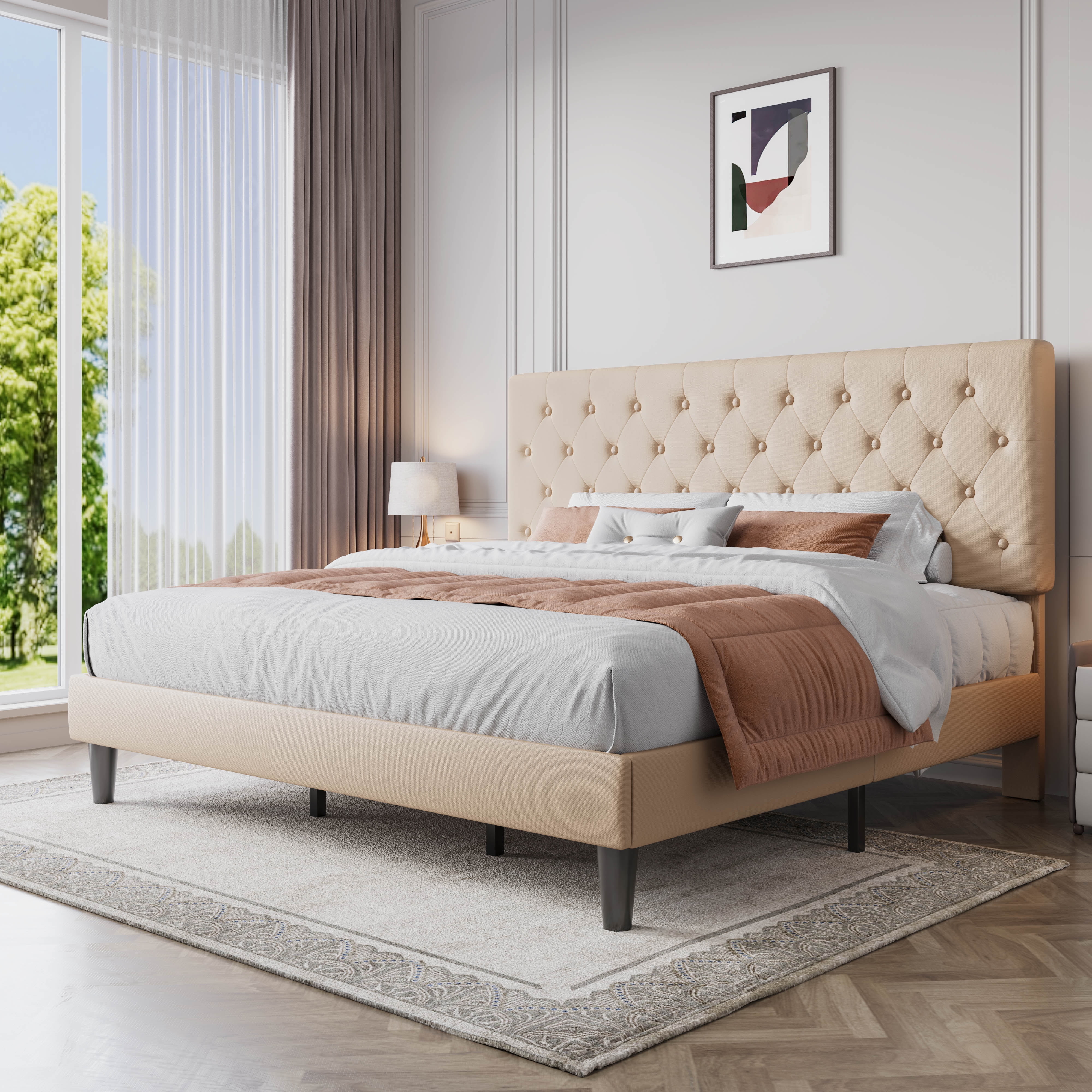 Peterson tufted upholstered platform bed outlet