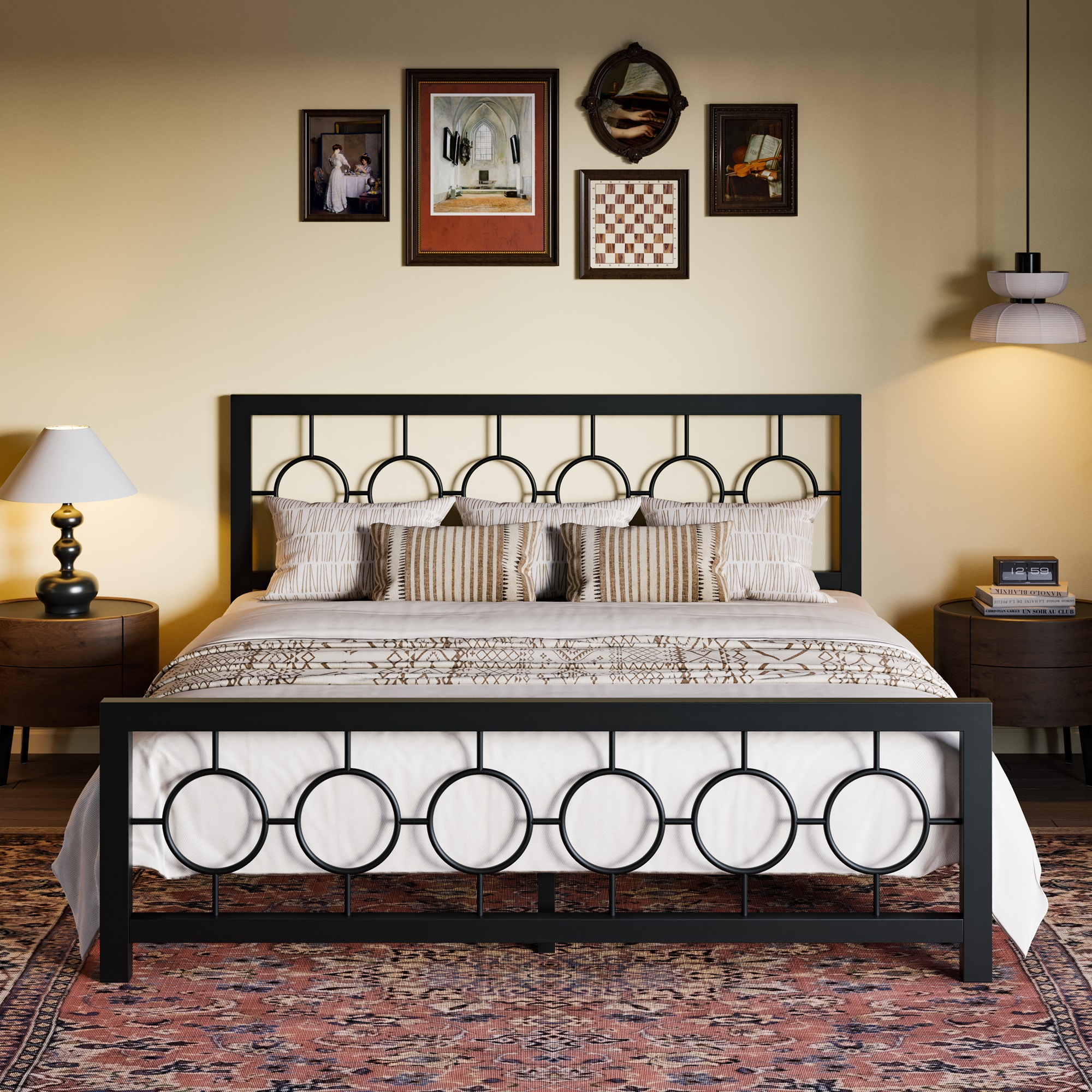 Roundhill Renova Vintage Black Wood Panel Bed, King Size - Walmart.com