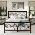 thumbnail image 1 of Sha Cerlin Brown Full Size Metal Platform Bed Frame with Vintage Circular Headboard & Footboard, Adult, 1 of 9