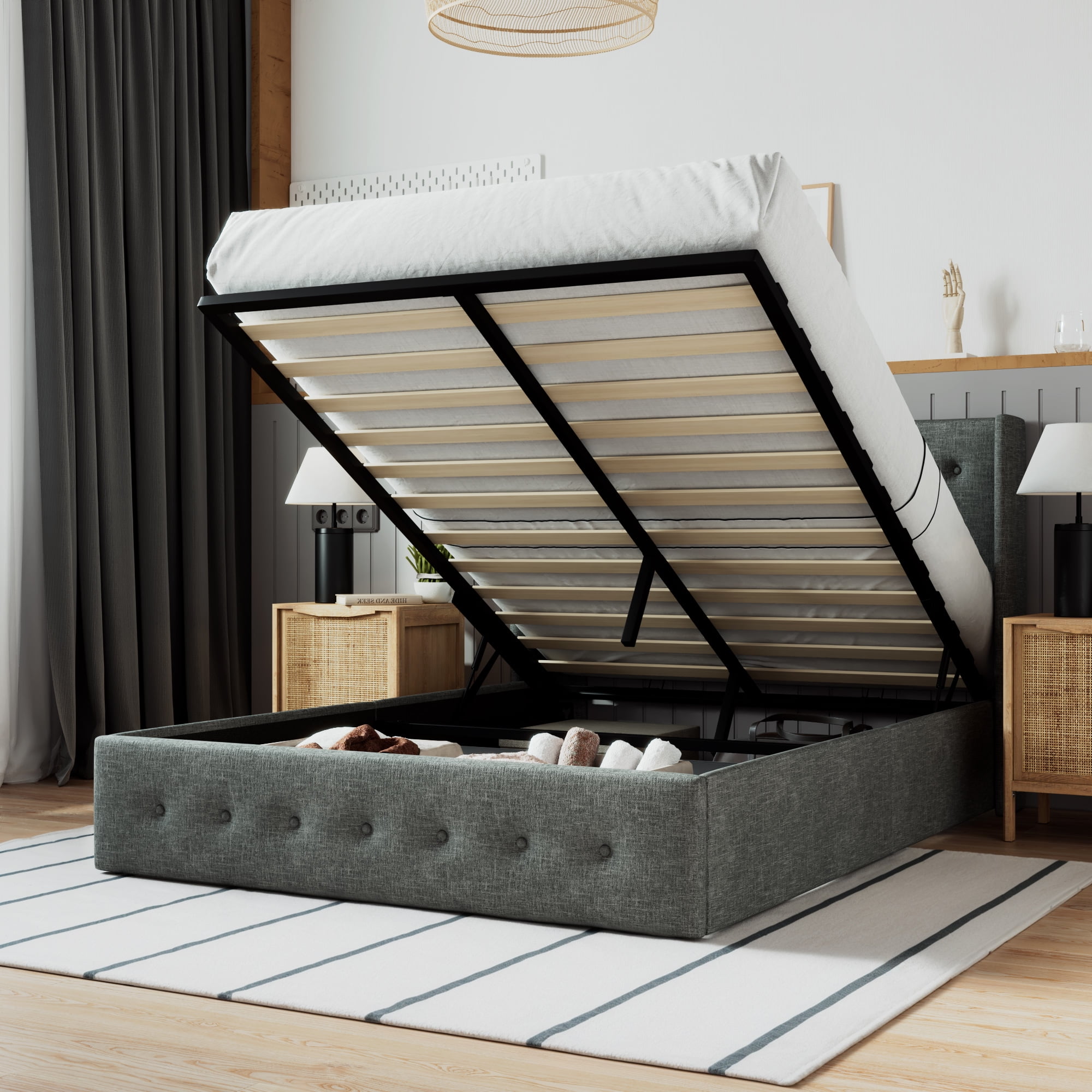 Queen size lift bed frame deals
