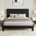 thumbnail image 1 of Sha Cerlin Full Size Platform Bed Frame with Upholstered Velvet Headboard, Black, 1 of 9