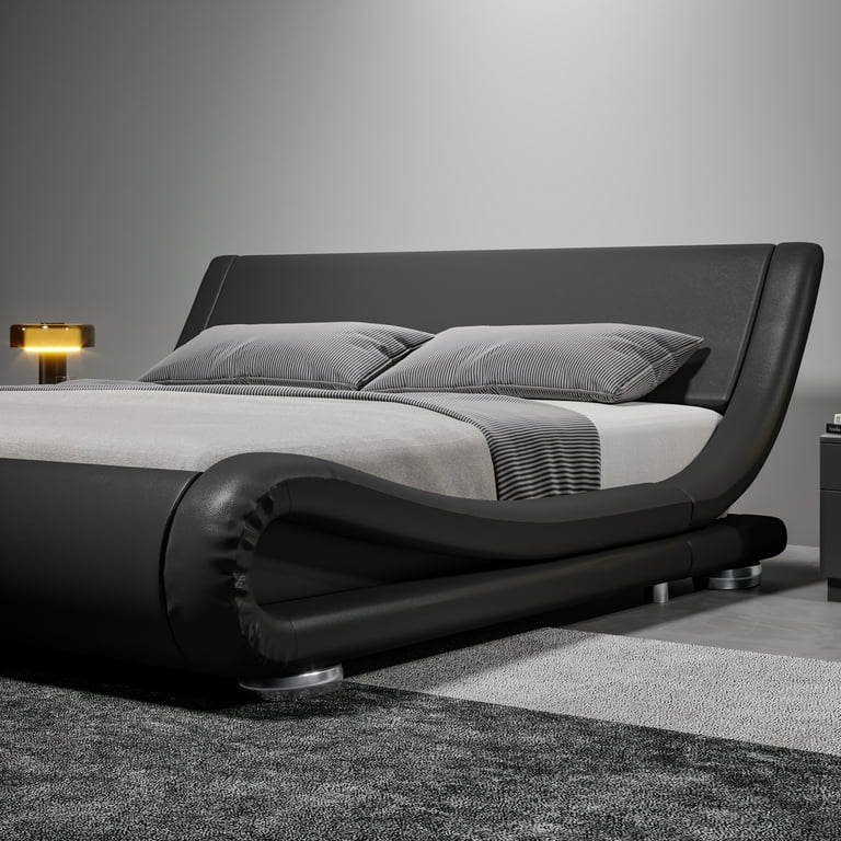 Upholstered low profile sleigh bed discount