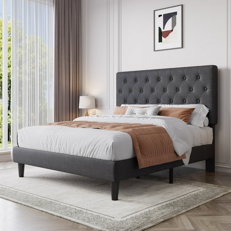 Grey tufted headboard full deals