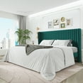 thumbnail image 1 of Sha Cerlin King Size Upholstered Platform Bed Frame with Velvet Channel Wingback Headboard, Lake Blue, 1 of 9