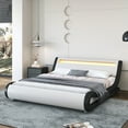 Sha Cerlin King Size WaveLike Curve PU Leather Platform Bed Frame with