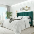 thumbnail image 1 of Sha Cerlin Queen Size Upholstered Platform Bed Frame with Velvet Channel Wingback Headboard, Lake Blue, 1 of 9