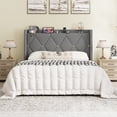 thumbnail image 1 of Sha Cerlin Queen Size Velvet Upholstered Bed Frame with Charging Station, Modern Wingback Storage Headboard, Diamond Stitched & Gold Trim, No Box Spring Needed, Easy Assembly, Gray, 1 of 9