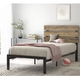 thumbnail image 1 of Sha Cerlin Twin Rustic Style Metal Platform Bed with Headboard and Metal Slats, Brown, Adults, 1 of 7